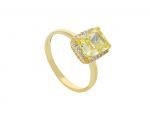 Single stone yellow gold ring k14 with nailed zirgons (code S271096)